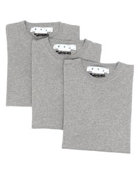 T-shirt girocollo ricamata grigia di Off-White