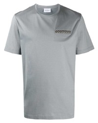 T-shirt girocollo ricamata grigia di Salvatore Ferragamo