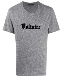 T-shirt girocollo ricamata grigia di Zadig & Voltaire