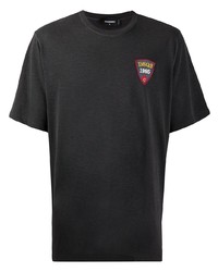 T-shirt girocollo ricamata grigio scuro di DSQUARED2