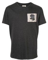 T-shirt girocollo ricamata grigio scuro di Kent & Curwen