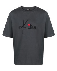 T-shirt girocollo ricamata grigio scuro di Kiton