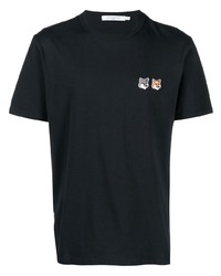 T-shirt girocollo ricamata grigio scuro di MAISON KITSUNÉ