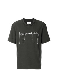 T-shirt girocollo ricamata grigio scuro di Maison Margiela