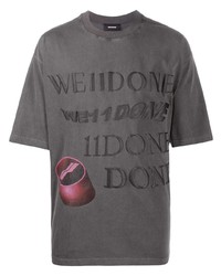 T-shirt girocollo ricamata grigio scuro di We11done