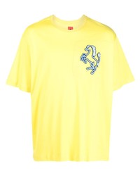 T-shirt girocollo ricamata lime di Ferrari