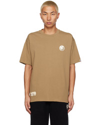 T-shirt girocollo ricamata marrone chiaro di AAPE BY A BATHING APE