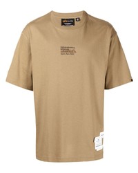 T-shirt girocollo ricamata marrone chiaro di Alpha Industries