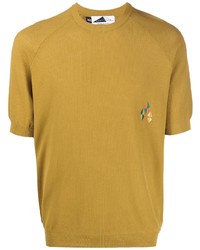 T-shirt girocollo ricamata marrone chiaro di Anglozine
