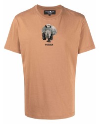 T-shirt girocollo ricamata marrone chiaro di Hydrogen