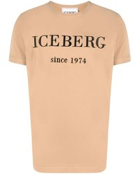T-shirt girocollo ricamata marrone chiaro di Iceberg