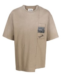 T-shirt girocollo ricamata marrone chiaro di Izzue