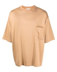 T-shirt girocollo ricamata marrone chiaro di Lanvin