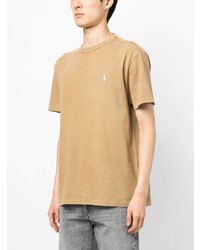 T-shirt girocollo ricamata marrone chiaro di Polo Ralph Lauren