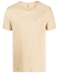 T-shirt girocollo ricamata marrone chiaro di Polo Ralph Lauren