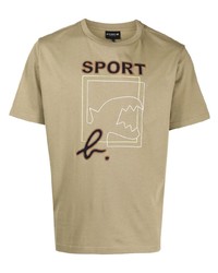 T-shirt girocollo ricamata marrone chiaro di SPORT b. by agnès b.