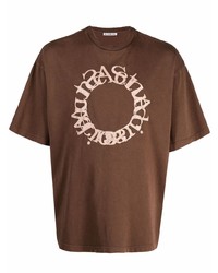 T-shirt girocollo ricamata marrone di Acne Studios