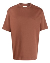 T-shirt girocollo ricamata marrone di Drôle De Monsieur