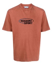 T-shirt girocollo ricamata marrone di Missoni