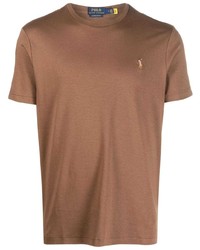 T-shirt girocollo ricamata marrone di Polo Ralph Lauren