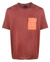 T-shirt girocollo ricamata marrone di PS Paul Smith