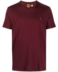 T-shirt girocollo ricamata melanzana scuro di Polo Ralph Lauren