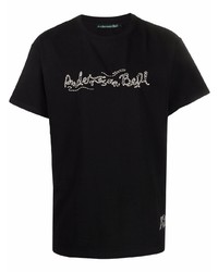 T-shirt girocollo ricamata nera e bianca di Andersson Bell