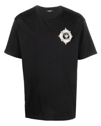 T-shirt girocollo ricamata nera e bianca di Balmain