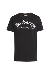 T-shirt girocollo ricamata nera e bianca di Burberry