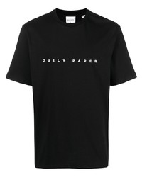 T-shirt girocollo ricamata nera e bianca di Daily Paper