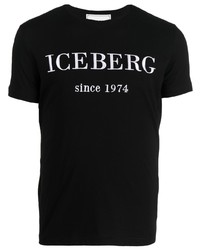 T-shirt girocollo ricamata nera e bianca di Iceberg