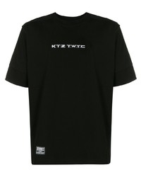 T-shirt girocollo ricamata nera e bianca di Ktz