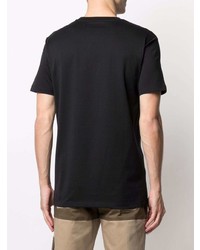 T-shirt girocollo ricamata nera e bianca di Versace