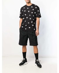 T-shirt girocollo ricamata nera e bianca di McQ Alexander McQueen