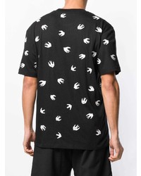 T-shirt girocollo ricamata nera e bianca di McQ Alexander McQueen