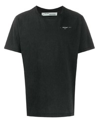 T-shirt girocollo ricamata nera e bianca di Off-White