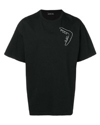 T-shirt girocollo ricamata nera e bianca di Riccardo Comi
