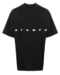T-shirt girocollo ricamata nera e bianca di Stampd