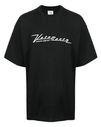 T-shirt girocollo ricamata nera e bianca di Vetements