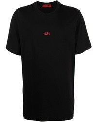 T-shirt girocollo ricamata nera di 424