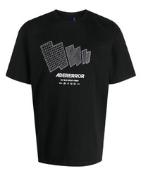 T-shirt girocollo ricamata nera di Ader Error