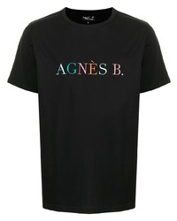 T-shirt girocollo ricamata nera di agnès b.