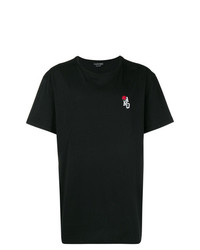 T-shirt girocollo ricamata nera di Alexander McQueen