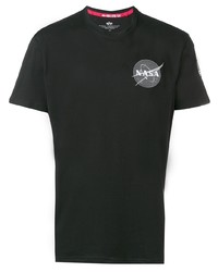 T-shirt girocollo ricamata nera di Alpha Industries