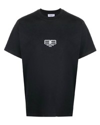 T-shirt girocollo ricamata nera di Balenciaga