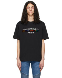T-shirt girocollo ricamata nera di Balmain