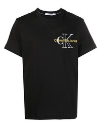 T-shirt girocollo ricamata nera di Calvin Klein Jeans