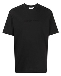 T-shirt girocollo ricamata nera di Calvin Klein