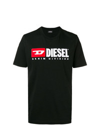 T-shirt girocollo ricamata nera di Diesel