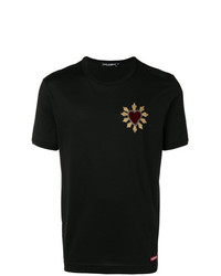 T-shirt girocollo ricamata nera di Dolce & Gabbana